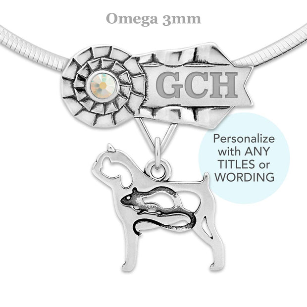 Personalized Brussels Griffon Rosette Necklace, BIS NOHS Jewelry