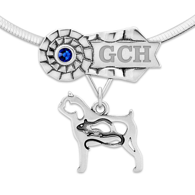 Personalized Brussels Griffon Rosette Necklace, BIS NOHS Jewelry