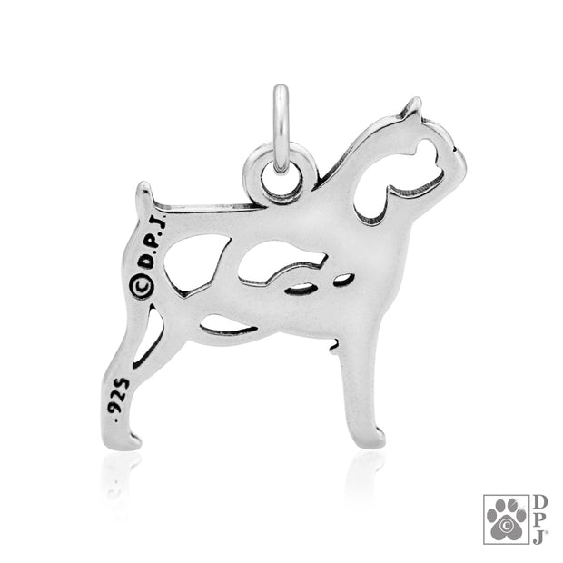 Brussels Griffon Necklace Charm in Sterling Silver, Smooth
