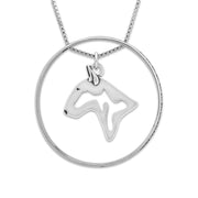 Bull Terrier Necklace w/Paw Print Enhancer, Head