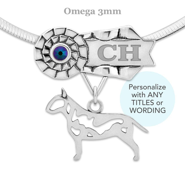 Custom Bull Terrier Rosette Necklace, Grand Champion Jewelry