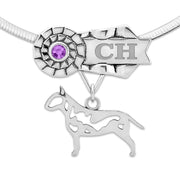 Custom Bull Terrier Rosette Necklace, Grand Champion Jewelry