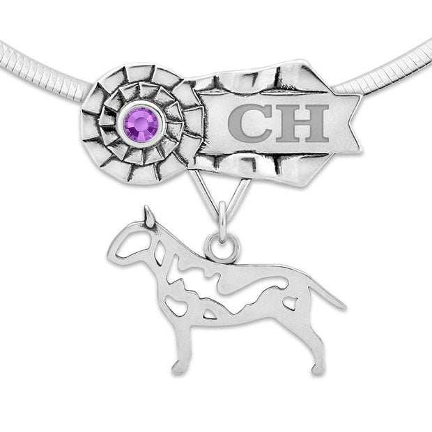 Custom Bull Terrier Rosette Necklace, Grand Champion Jewelry