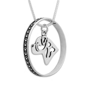 Sterling Silver Bullmastiff Necklace w/Paw Print Enhancer, Head