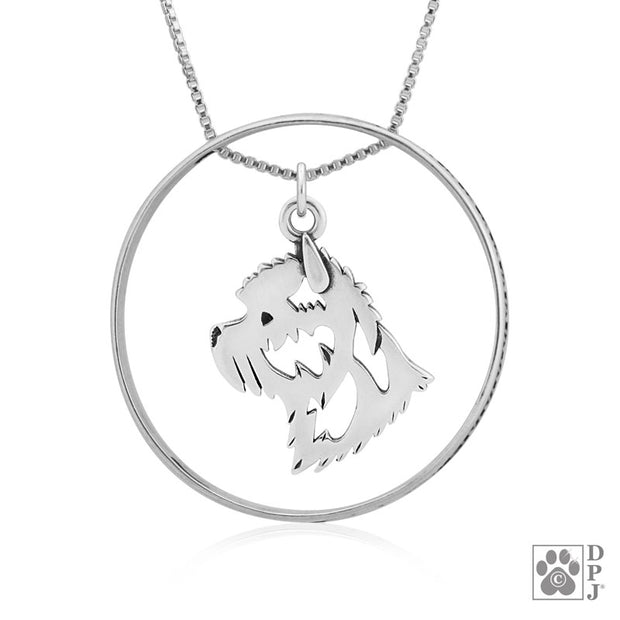 Sterling Silver Cairn Terrier Necklace w/Paw Print Enhancer, Head