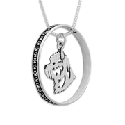 Sterling Silver Cairn Terrier Necklace w/Paw Print Enhancer, Head