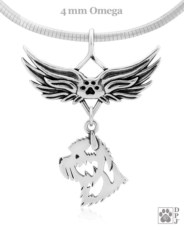 Cairn Terrier Memorial Necklace, Angel Wing Jewelry