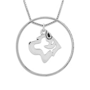 Sterling Silver Cane Corso Necklace w/Paw Print Enhancer, Head