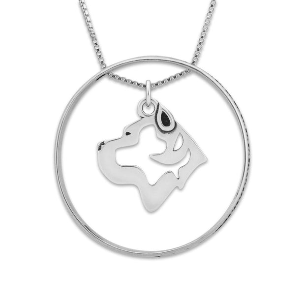 Sterling Silver Cane Corso Necklace w/Paw Print Enhancer, Head