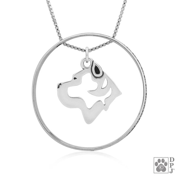 Sterling Silver Cane Corso Necklace w/Paw Print Enhancer, Head