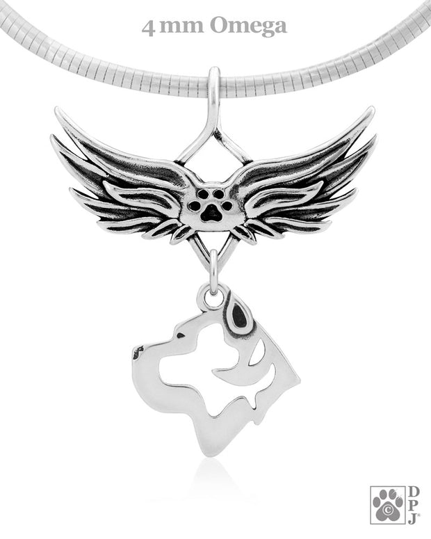 Cane Corso Memorial Necklace, Angel Wing Jewelry