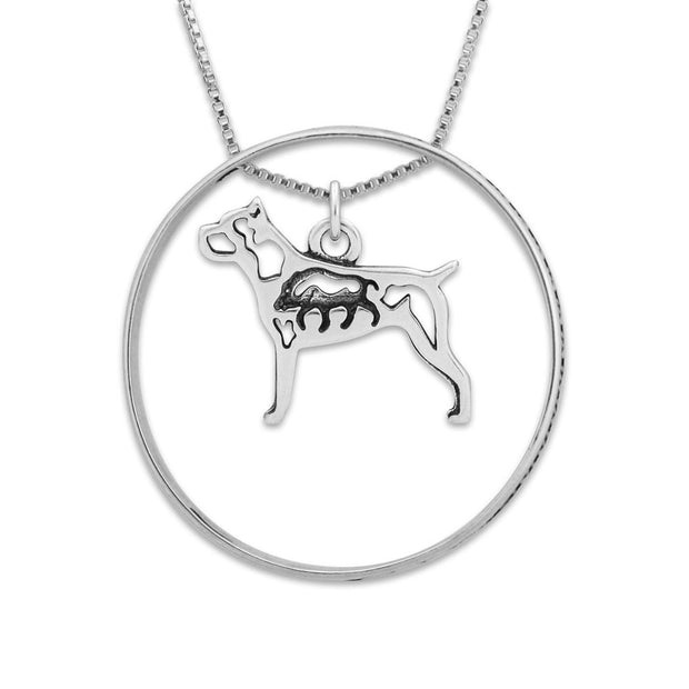 Sterling Silver Cane Corso Necklace w/Paw Print Enhancer, Body