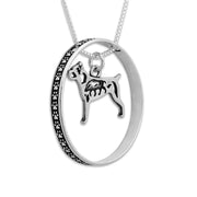 Sterling Silver Cane Corso Necklace w/Paw Print Enhancer, Body