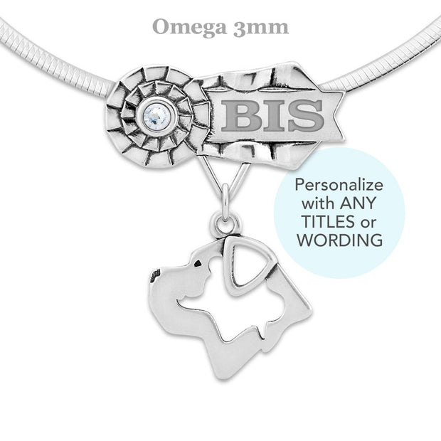 Personalized Cane Corso Rosette Necklace, OTCH Jewelry