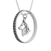 Sterling Silver Cardigan Welsh Corgi Necklace w/Paw Print Enhancer, Head