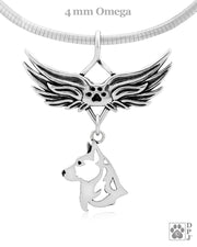 Cardigan Welsh Corgi Memorial Necklace, Angel Wing Jewelry