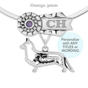 Custom Cardigan Welsh Corgi Rosette Necklace, BIS NOHS Jewelry
