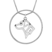 Sterling Silver Chesapeake Bay Retriever Necklace w/Paw Print Enhancer, Head