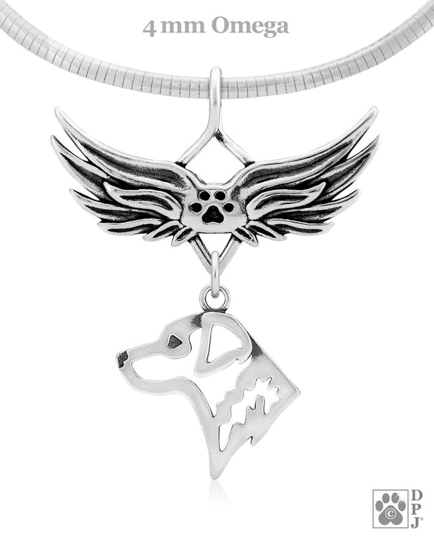 Chesapeake Bay Retriever Memorial Necklace, Angel Wing Jewelry