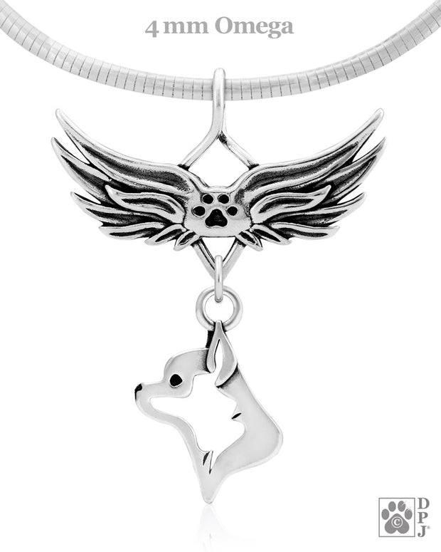 Chihuahua Memorial Necklace, Angel Wing Jewelry