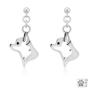 Sterling Silver Chihuahua Earrings, Smooth Coat