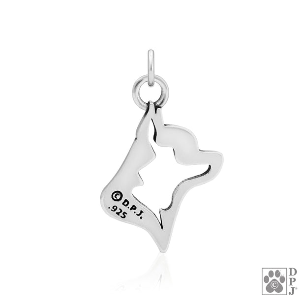 Chihuahua Pendant Necklace in Sterling Silver, Smooth