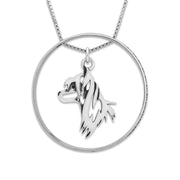 Sterling Silver Chinese Crested Necklace w/Paw Print Enhancer, Head