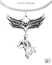 Chinese Crested Memorial Necklace, Angel Wing Jewelry