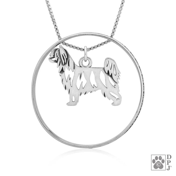 Sterling Silver Chinese Crested Necklace w/Paw Print Enhancer, Body