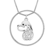 Cocker Spaniel Necklace w/Paw Print Enhancer, Head