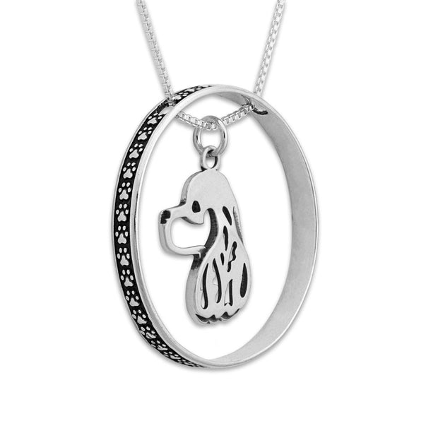 Cocker Spaniel Necklace w/Paw Print Enhancer, Head