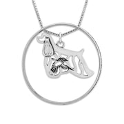 Sterling Silver Cocker Spaniel Necklace w/Paw Print Enhancer, Body