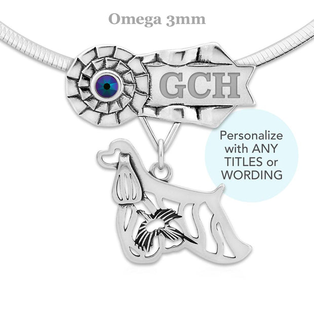 Custom Cocker Spaniel Rosette Necklace, Grand Champion Jewelry