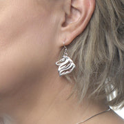 Collie Earrings in Sterling Silver, Rough Coat