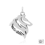 Collie Pendant Necklace in Sterling Silver, Rough
