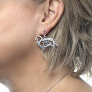 Sterling Silver Collie Earrings, Rough Coat