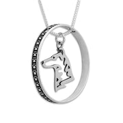 Sterling Silver Collie Necklace w/Paw Print Enhancer, Smooth Coat Head