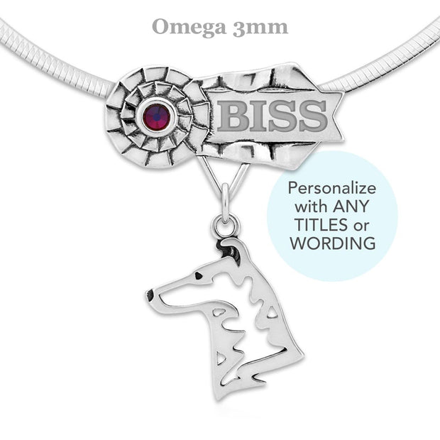 Collie Customized Rosette Necklace, MACH Jewelry