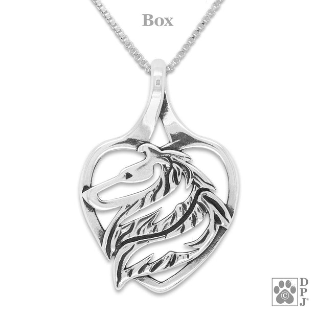 Collie Heart Necklace in Sterling Silver