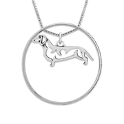 Dachshund Necklace w/Paw Print Enhancer, Smooth Coat Body