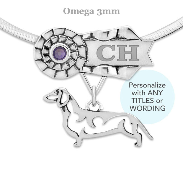 Custom Dachshund Rosette Necklace, Grand Champion Jewelry