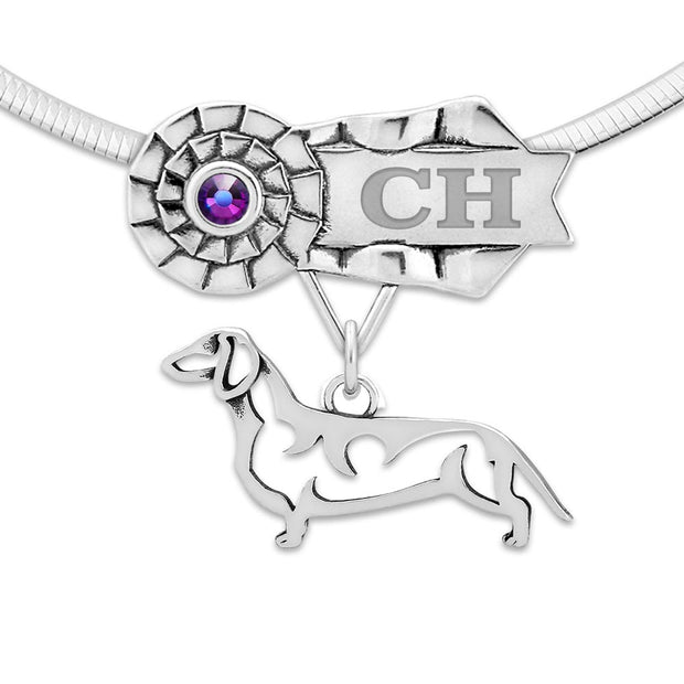 Custom Dachshund Rosette Necklace, Grand Champion Jewelry
