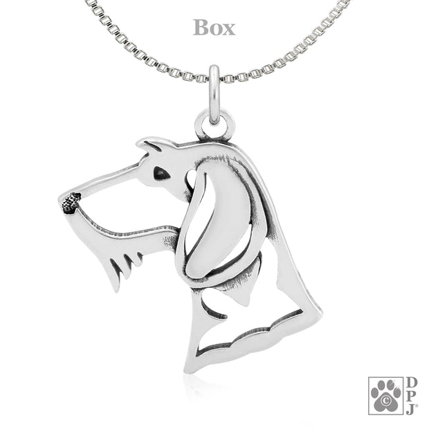 Dachshund Pendant Necklace in Sterling Silver, Wirehaired