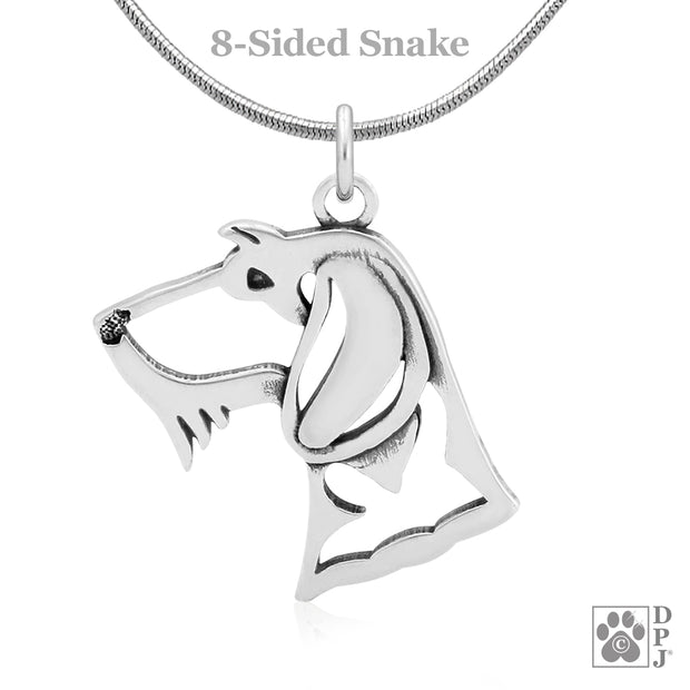 Dachshund Pendant Necklace in Sterling Silver, Wirehaired