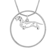 Dachshund Necklace w/Paw Print Enhancer, Wirehaired Body