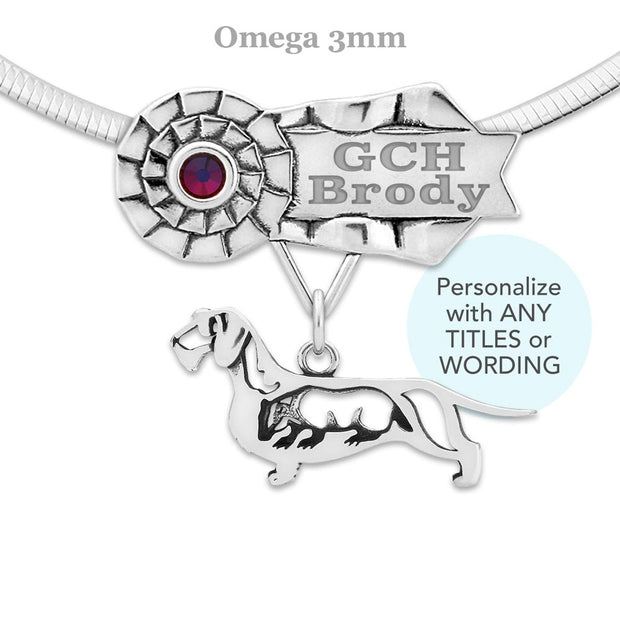 Sterling Silver Personalized Best In Show Dachshund Necklace, RNC Jewelry