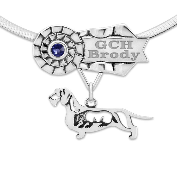Sterling Silver Personalized Best In Show Dachshund Necklace, RNC Jewelry