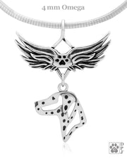 Dalmatian Memorial Necklace, Angel Wing Jewelry