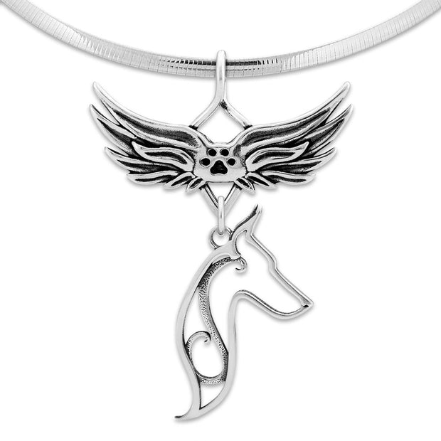 Doberman Pinscher Angel Wing Necklace