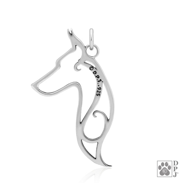Doberman Pinscher Pendant Necklace in Sterling Silver